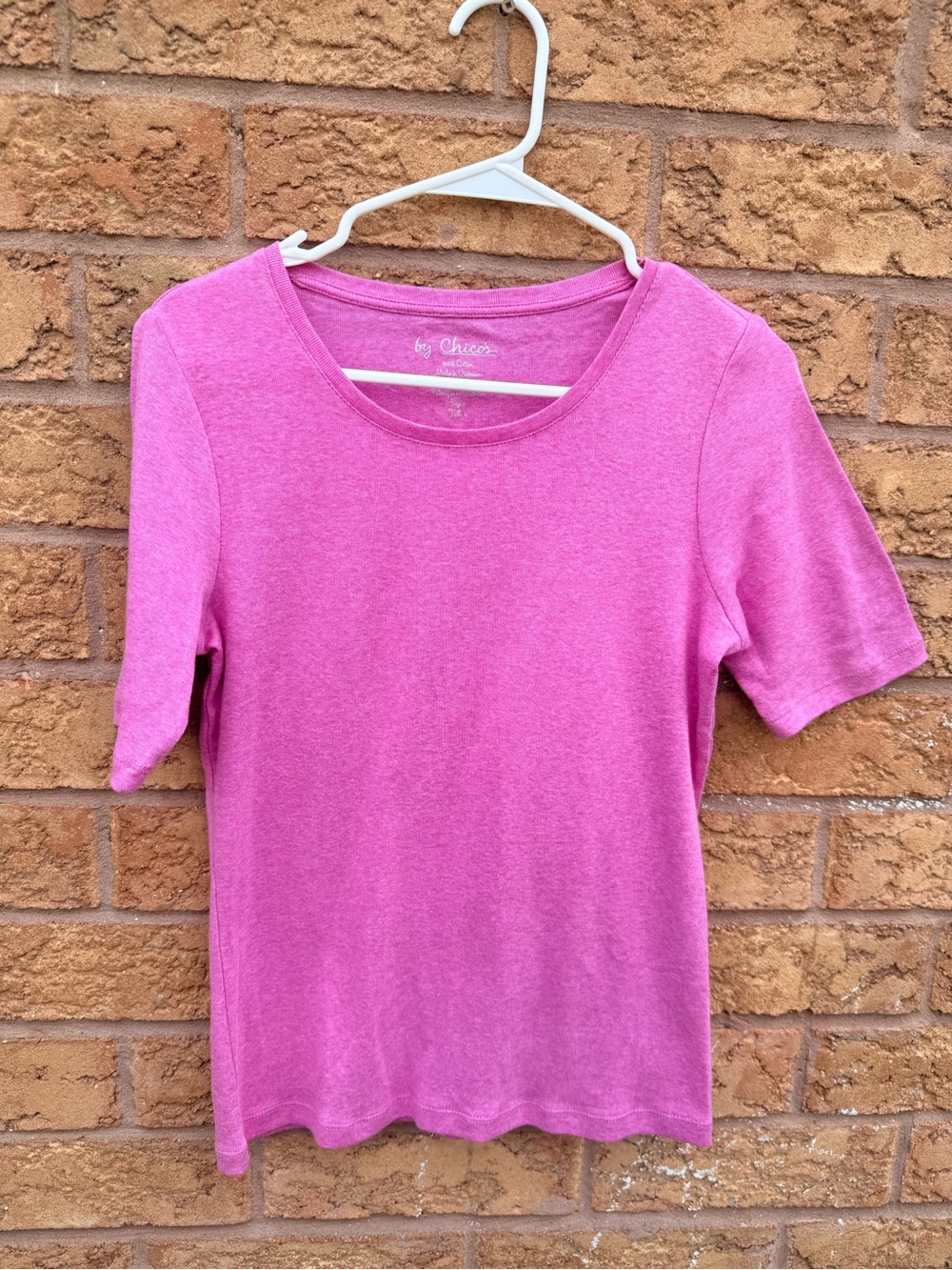 Chico's Bright Pink Short Sleeve Scoop Neck Tee